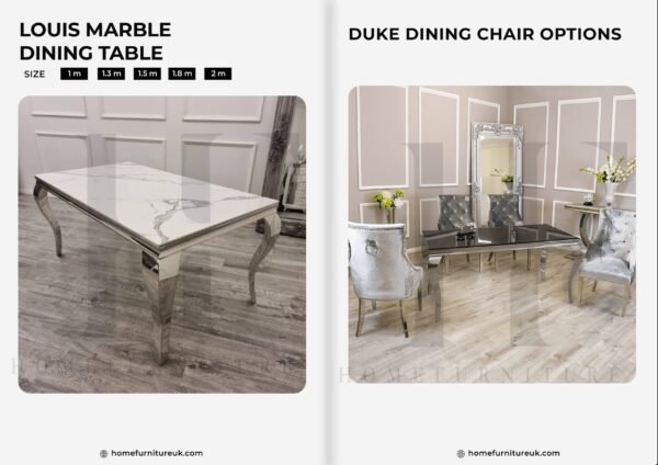 Louis Marble Dining Table With Duke Chairs grey marble dining table Marble Dining Sets Home Store UK