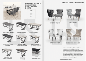 Arrianna Marble Dining Table With Chelsea Chair's Marble Dining Sets Home Store UK