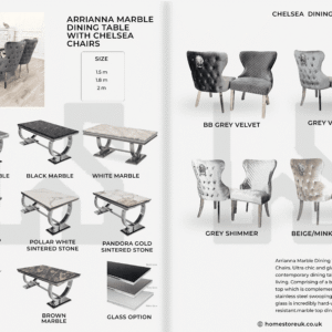 Arrianna Marble Dining Table With Chelsea Chair's Marble Dining Sets Home Store UK