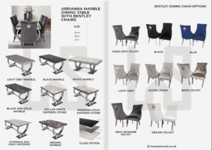 Arial Marble Dining Table With Bentley Chairs Marble Dining Sets Home Store UK
