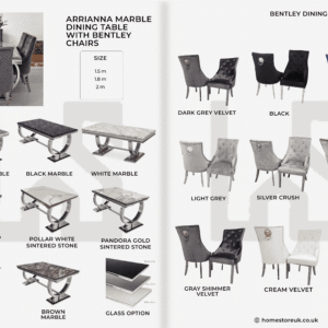 Arial Marble Dining Table With Bentley Chairs Marble Dining Sets Home Store UK