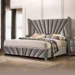 Premiere Art Deco grey upholstered bed - Plush Velvet - Choice Of Colours Upholstered Home Store UK