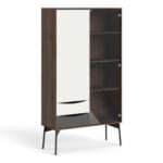 Fur China Cabinet 1 door + 1 Glass Door + 2 Drawers in Grey, White and Walnut display cabinets for sale - Display Cabinets - Home Store UK