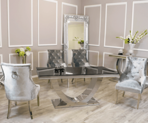 Arial Marble Dining Table With Duke Chairs Marble Dining Sets Home Store UK