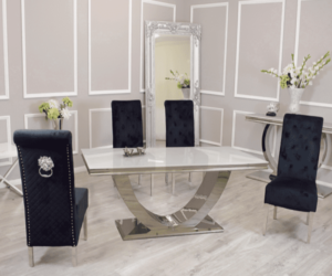 Arial Marble Dining Table With Emma Chairs Marble Dining Sets Home Store UK