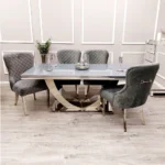 Arial Marble Dining Table With Kate Chair's Marble Dining Sets Home Store UK
