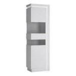 Lyon Tall Narrow display cabinet (LHD) (including LED lighting) in White and High Gloss corner display cabinet - Display Cabinets - Home Store UK