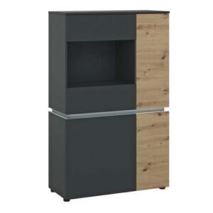Luci 4 door low display cabinet (including LED lighting) in Platinum and Oak baseball bat display case - Display Cabinets - Home Store UK
