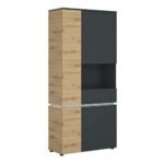 Luci 4 door tall display cabinet RH (including LED lighting) in Platinum and Oak display unit - Display Cabinets - Home Store UK