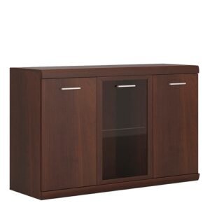 Huston 3 Door Glazed Sideboard in Dark Mahogany Melamine - Sideboards - Home Store UK