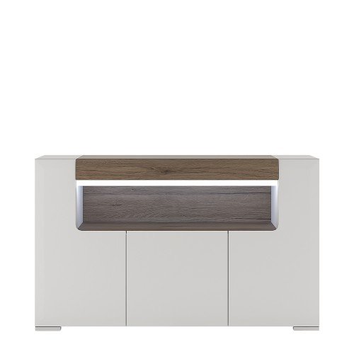Toronto 3 Door Sideboard with open shelving (inc. Plexi Lighting) - Sideboards - Home Store UK