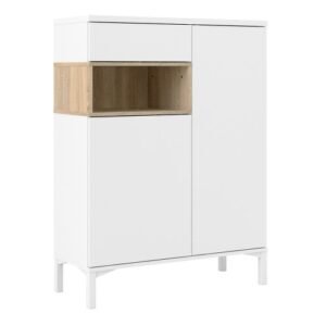 Roomers Sideboard 2 Door 1 Drawer in White and Oak - Sideboards - Home Store UK