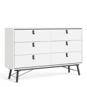 Ry Wide double chest of drawers 6 drawers in Matt White Home Store UK