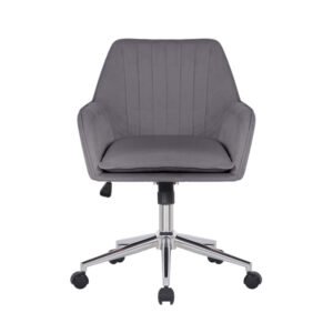 Dark Grey Velvet Office Chair with Chrome Legs best office chair