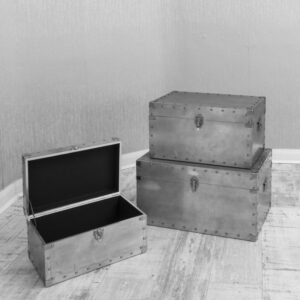 Studded Aluminium Trunk Set of 3 aluminum table