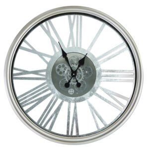 HSUK-80cm Gears Wall Clock Silver - Clocks - Home Store UK