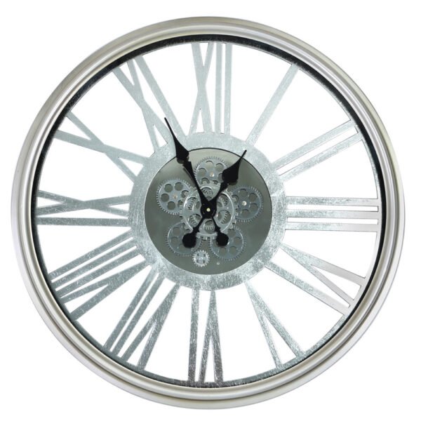 HSUK-80cm Gears Wall Clock Silver - Clocks - Home Store UK