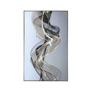 82x122 Framed Gold and Black Abstract Canvas - Wall Arts - Home Store UK