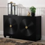 HUSK- 4 Door Sideboard Black gold With Smoked Mirror Top - Sideboards - Home Store UK
