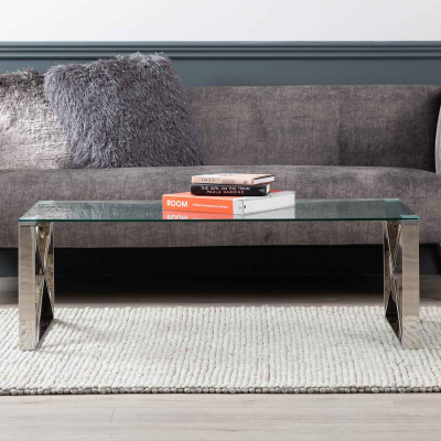 HSUK- Zenith Stainless Steel Coffee Table Home Store UK