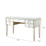 HUSUK-Mirror Champagne 3 Drawer Dressing Table Dressing Tabel Home Store UK