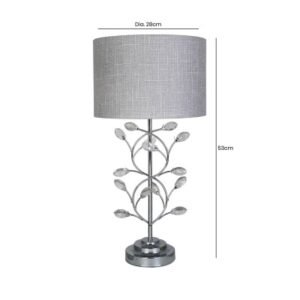 HSUK- Chrome Metal Table Lamp With Light Grey Shade - -Metal Lamps - Home Store UK