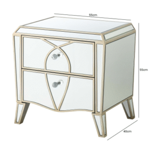 HUSK- 2 Drawer Mirror Cabinet Bedside Cabinet Home Store UK