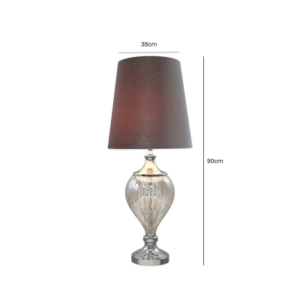 HSUK- Medium Chrome Glass Regal Lamp with Grey Shade