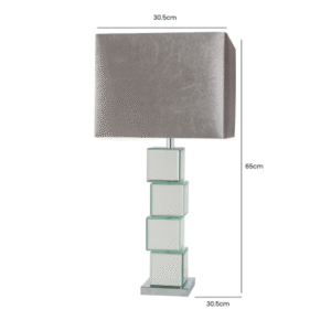 HSUK- Block Design Mirror Table Lamp with Grey Shade - Mirror Lamps - Home Store UK