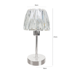 HSUK- Chrome Steel Candlestick Table Lamp With Crystal Shade