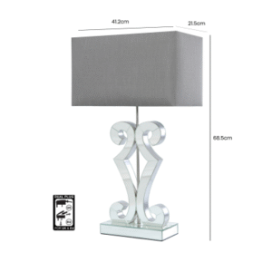 HSUK- Adara Clear Glass Table Lamp with Grey Shade