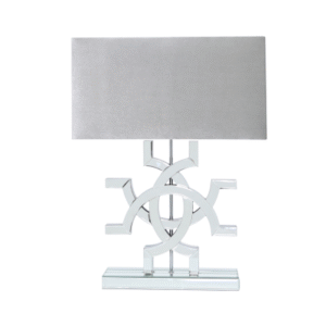 HSUK- Athos Clear Glass Table Lamp With Grey Shade - Mirror Lamps - Home Store UK