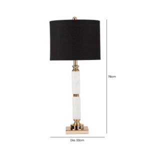 HSUK- 78cm White Marble Table Lamp with Black Shade - -Ceramic Lamps - Home Store UK