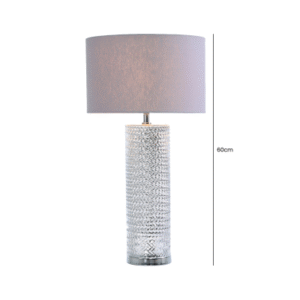 HSUK- Value 60cm Silver Glass Table Lamp with Grey Linen Shade