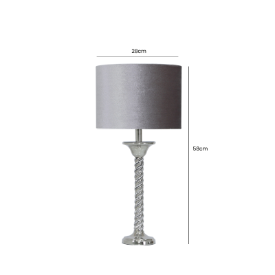 HSUK- Glitz Twist Table Lamp with Grey Velvet Shade - Glitz Lamps - Home Store UK HSUK- Glitz Twist Table Lamp with Grey Velvet Shade - Glitz Lamps - Home Store UK
