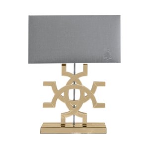 HSUK- Athos Gold Glass Table Lamp With Grey Shade - Mirror Lamps - Home Store UK