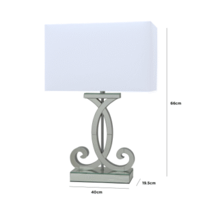 HSUK- Hera Clear Mirror Table Lamp with white shade - Mirror Lamps - Home Store UK