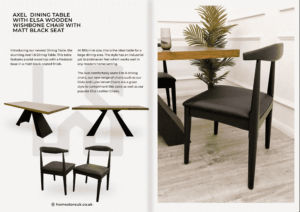 Axel 1.8 Dining Table With Elsa Wooden Wishbone Chair with Matt Black Seat Dining Table Home Store Uk