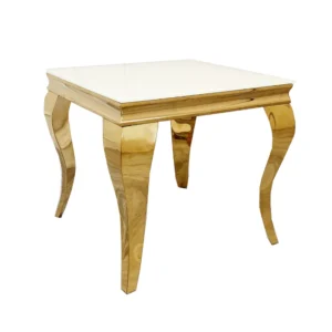 Louis Gold Lamp Table with White & Black Glass Top | Side Table | Home Store UK