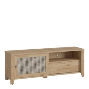 Cestino 1 Door 1 Drawer TV Unit in Jackson Hickory Oak and Rattan Effect - TV Stands - Home Store UK