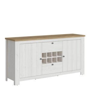 Celesto 2 Door 2 Drawer Sideboard with Wine Rack in White and Oak - Sideboards - Home Store UK