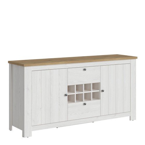 Celesto 2 Door 2 Drawer Sideboard with Wine Rack in White and Oak - Sideboards - Home Store UK Celesto 2 Door 2 Drawer Sideboard with Wine Rack in White and Oak - Sideboards - Home Store UK