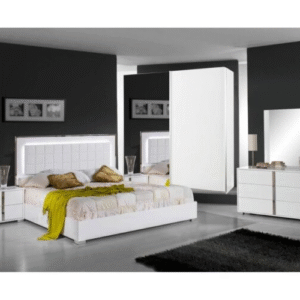 H2O Design San Marino White Italian Bedroom Set with 2 Sliding Door Wardrobe Italian Bedroom Set Home Store Uk