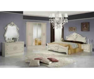Dima Mobili Amalfi Beige Bedroom Set with 4 Door Wardrobe Italian Bedroom Set Home Store UK