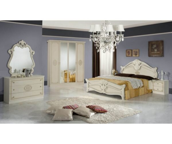 Dima Mobili Amalfi Beige Bedroom Set with 4 Door Wardrobe Italian Bedroom Set Home Store UK
