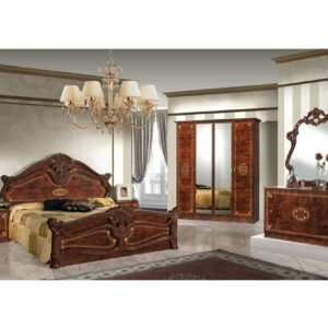 Dima Mobili Amalfi Walnut Bedroom Set with 6 Door Wardrobe Italian Bedroom Set Home Store UK
