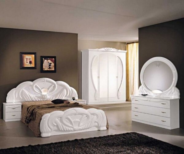 Ben Company Giada White Finish Italian Bedroom Set with 6 Door Wardrobe Italian Bedroom Home Store Uk