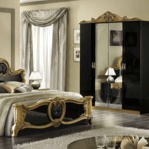 Camel Group Barocco Black and Gold Finish Italian Bedroom Set with Vanity Dresser Italian Bedroom Set Home Store UK