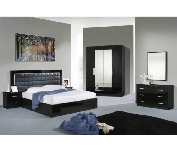 Dima Mobili Luna Black Bedroom Set with 4 Door Wardrobe ﻿Italian Bedroom Set Home Store UK