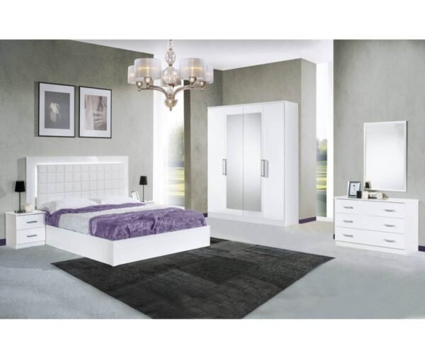Dima Mobili Luna White Bedroom Set with 6 Door Wardrobe Italian Bedroom set Home Store Uk